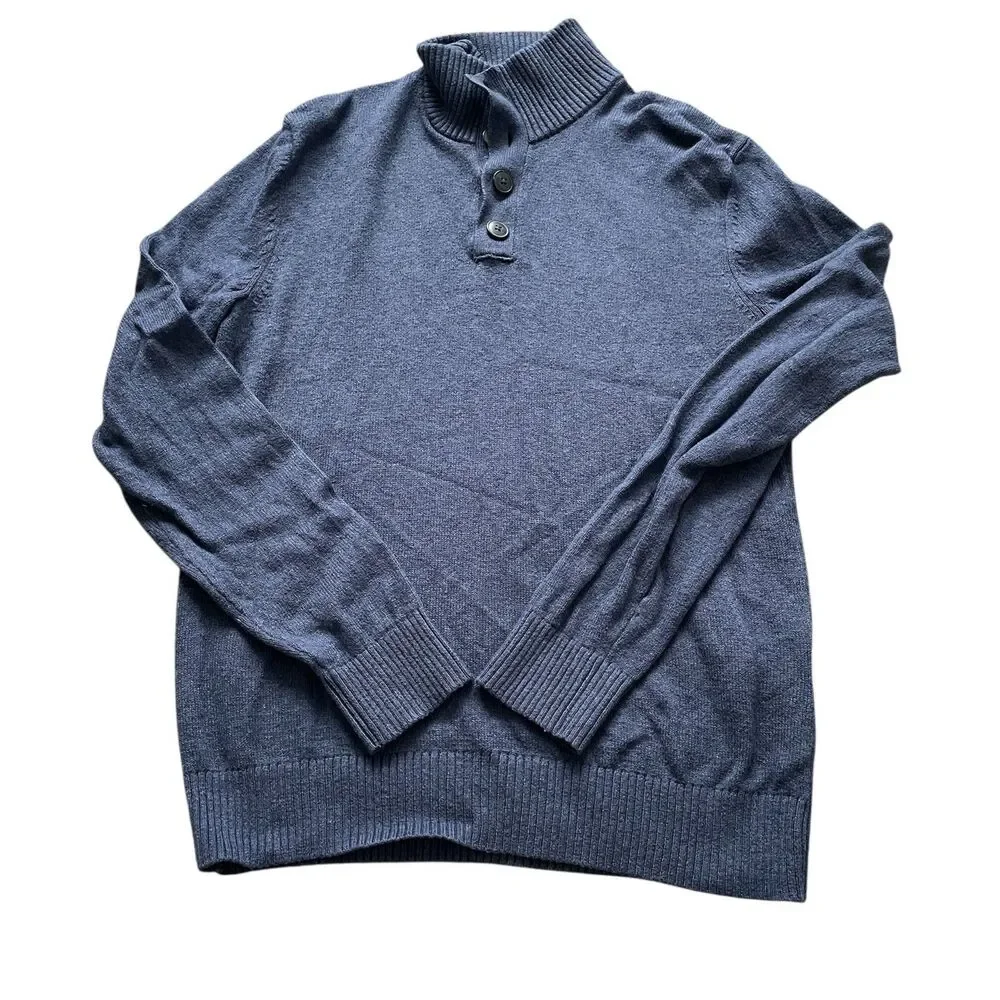 Banana Republic Mens Pullover M Fisherman Navy Office Preppy Business Layers
